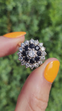 Cargar y reproducir el video en el visor de la galería, 1947: Vintage: 18ct Gold French Blue Sapphires Diamonds (1.05ct) Target Ring- Fabulous
