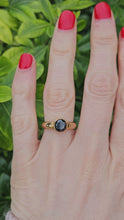 Load and play video in Gallery viewer, 0998: Vintage: 9ct Gold Black Diamond White Diamonds Signet Ring- salt &amp; pepper, eye candy
