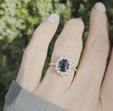 Load and play video in Gallery viewer, 2366 18ct Gold French Blue Sapphire (1.5ct) Diamonds (0.6ct) Cluster Ring
