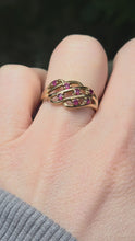 Load and play video in Gallery viewer, 1840: Vintage: 9ct Gold Lattice Work 7 Rubies Dress Ring- Lovely symmetry
