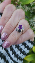 Load and play video in Gallery viewer, 7421: Vintage: Abstract 9ct Gold Purple Amethyst Cocktail Ring-eclectic, eye catcher
