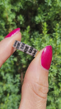 Cargar y reproducir el video en el visor de la galería, 2006: Vintage: 9ct Gold Greek Key Pattern Black  &amp; White Diamonds Ring- Sparkling natural diamonds
