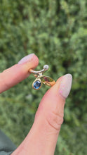 Load and play video in Gallery viewer, 2373 Vintage: 18ct Yellow &amp; White Gold Blues Sapphire Diamond Abstract Ring
