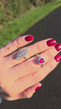Load and play video in Gallery viewer, 2507: Vintage 9ct White Gold 35 Natural Diamonds Marquise Set Ring
