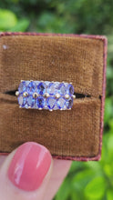 Load and play video in Gallery viewer, 0331: Vintage: 9ct Gold Blue Tanzanites Diamonds Tiered Cocktail Ring- FAB
