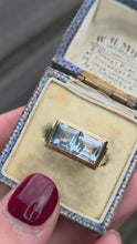Load and play video in Gallery viewer, 6187 Vintage Rare 18ct Gold Princess Cut Blue Spinels Signet Ring
