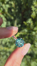 Load and play video in Gallery viewer, platinum Round Faceted Cut Blue Zircon Single Stone Ring
