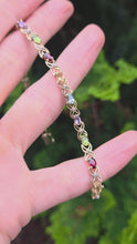 Load and play video in Gallery viewer, 0622: Vintage: 9ct Gold Mult-Gem Openwork Link Bracelet
