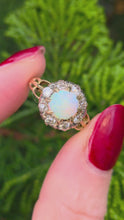 Load and play video in Gallery viewer, 2777: 18ct Gold White Opal Diamonds Flower Head Ring
