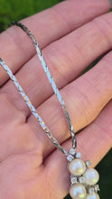 Load and play video in Gallery viewer, 2695: Vintage: 18ct White Gold Designer Link Diamonds Pearls Necklace -Pristine
