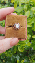 Load and play video in Gallery viewer, 7271- Vintage (1960&#39;s) Opal Garnets Halo Cocktail Ring- lovely combination
