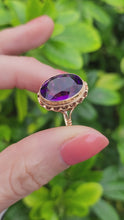 Load and play video in Gallery viewer, 0063: Vintage: 9ct Gold Rich Purple Amethyst Solitaire- Date Mark 1974
