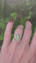 Load and play video in Gallery viewer, 6293 Vintage; 14ct Gold demantoid Garnets Diamonds Cocktail Cluster Ring
