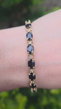 Cargar y reproducir el video en el visor de la galería, 2519- Vintage 14ct Gold 19 Blue Sapphires 19 Diamonds Bracelet (19cm)
