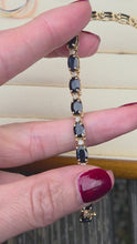 Cargar y reproducir el video en el visor de la galería, 2519- Vintage 14ct Gold 19 Blue Sapphires 19 Diamonds Bracelet (19cm)
