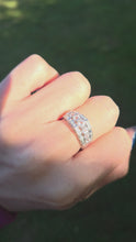 Cargar y reproducir el video en el visor de la galería, 2171 Vintage: 9ct White Gold Pink Morganites 24 Natural Diamonds Openwork Ring
