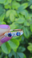 Load and play video in Gallery viewer, 0862: Vintage; 18ct Gold French Blue Sapphires Round Cut Diamonds Half-Eternity/Stacker Ring-
