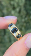 Load and play video in Gallery viewer, Vintage: 18ct Gold Australian Blue Sapphires Diamonds Statement Ring-From 1972
