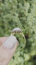 Cargar y reproducir el video en el visor de la galería, 2340 Vintage: 18ct Gold Cabochon White Opal (1ct) Natural Diamonds (1ct) Cluster Ring
