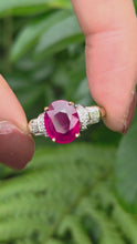 Load and play video in Gallery viewer, 1905: Vintage: 9ct Yellow Gold Ruby 16 Diamonds Dress Ring- picture perfect
