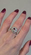Load and play video in Gallery viewer, 2821- Vintage 14ct White Gold  Ruby Natural Sparkling Diamonds (1.58ct) Cluster Ring
