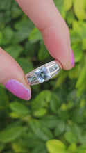 Load and play video in Gallery viewer, 0531: Vintage: 9ct White Gold Swiss Blue Topaz Diamonds Dress/Stacker Ring
