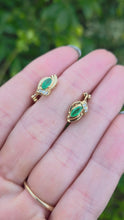 Load and play video in Gallery viewer, 2723: Vintage 18ct Gold Emerald  &amp; Diamonds Stud Clip Earrings
