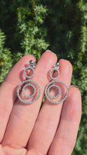 Cargar y reproducir el video en el visor de la galería, 2176: Vintage: 9ct Gold 100 Natural Diamonds Drop/Dangle Earrings
