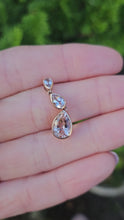 Load and play video in Gallery viewer, 0901: Vintage: Gorgeous 9ct Rose Gold Pink Pear-Cut Morganites Pendant
