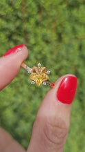 Cargar y reproducir el video en el visor de la galería, 1576: Vintage: 14ct Gold Star-Set Yellow Citrines Diamond Dress Ring
