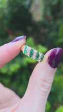 Cargar y reproducir el video en el visor de la galería, 1105 Vintage: 18ct Gold Emeralds &amp; Natural Sparkling Diamonds Dress Ring
