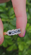 Cargar y reproducir el video en el visor de la galería, 0711: Vintage: 9ct Gold Black White Diamonds &quot;Salt &amp; Pepper&quot;&nbsp; Stacker Ring- exquisite
