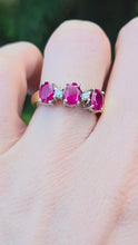 Load and play video in Gallery viewer, 0626 Vintage 18ct Yellow Gold Rubies &amp; Diamonds Ring - Voloptuos
