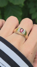 Load and play video in Gallery viewer, 6161: Vintage: Heavy 10ct Gold Almandine Garnet Diamonds Signet Ring- Statement
