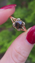 Load and play video in Gallery viewer, 2721: 14ct Gold Cognac Quartz Natural Chocolate Diamonds Ring
