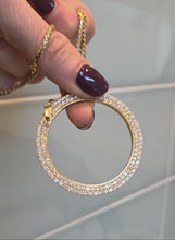 Load and play video in Gallery viewer, 2694 Vintage 18ct Gold (3.5ct) Diamond Disc Pendant (4.9cm) &amp; Necklace

