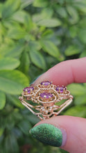 Load and play video in Gallery viewer, 0409: Vintage: 14ct Gold Purple Amethysts Openwork Set Cocktail Ring
