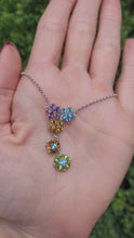 Cargar y reproducir el video en el visor de la galería, 0182:Vintage: 18ct White Gold Multi-Gemstones Necklace- amazing colour bouque

