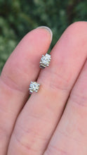 Cargar y reproducir el video en el visor de la galería, 1060 Vintage; 18ct White Gold Round Full Cut Diamonds {0.41ct)  Solitaire Stud Earrings
