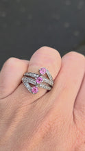 Load and play video in Gallery viewer, 2505 Vintage: 9ct White Gold Pink &amp; White Sapphires Statement Ring
