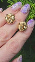 Load and play video in Gallery viewer, 2636: Vintage, Classic 18ct Gold Woven Lovers Knot Stud Earrings- Pristine
