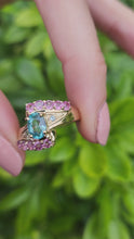 Load and play video in Gallery viewer, 0019: Vintage: 9ct Gold Gem Pink Green, Blue Ring
