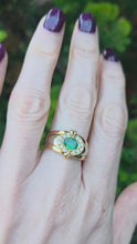 Load and play video in Gallery viewer, 6305Vintage:: 18ct Mixed Gold Emerald Diamonds Target Ring- total statement piece
