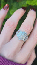 Load and play video in Gallery viewer, 2554: Vintage: 9ct White Gold 72 Natural Sparkling Diamonds Cocktail Ring
