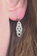 Load and play video in Gallery viewer, 2322: Vintage: 9ct Yellow &amp; White Gold 24 Natural Diamonds Stud/Drop Earrings
