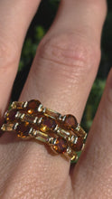 Cargar y reproducir el video en el visor de la galería, 2157: Vintage; 9ct Gold Orange and Yellow Citrine Openwork Cocktail Ring
