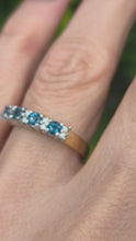 Load and play video in Gallery viewer, 2207: Vintage: Rare 18ct Gold Blue Zircons Diamonds Half-Eternity/Stacker Ring
