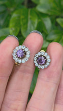 Load and play video in Gallery viewer, 6226 Vintage: Rare, Large 9ct Gold Alexandrite  &amp; White Sapphires Clip-On Earrings
