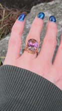 Cargar y reproducir el video en el visor de la galería, 2424: Vintage Large 9ct Gold Oval Faceted Ametrine Cocktail Ring
