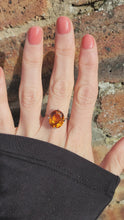 Load and play video in Gallery viewer, 0281: Vintage: Platinum Fiery Orange Citrine Solitaire Signet Ring.
